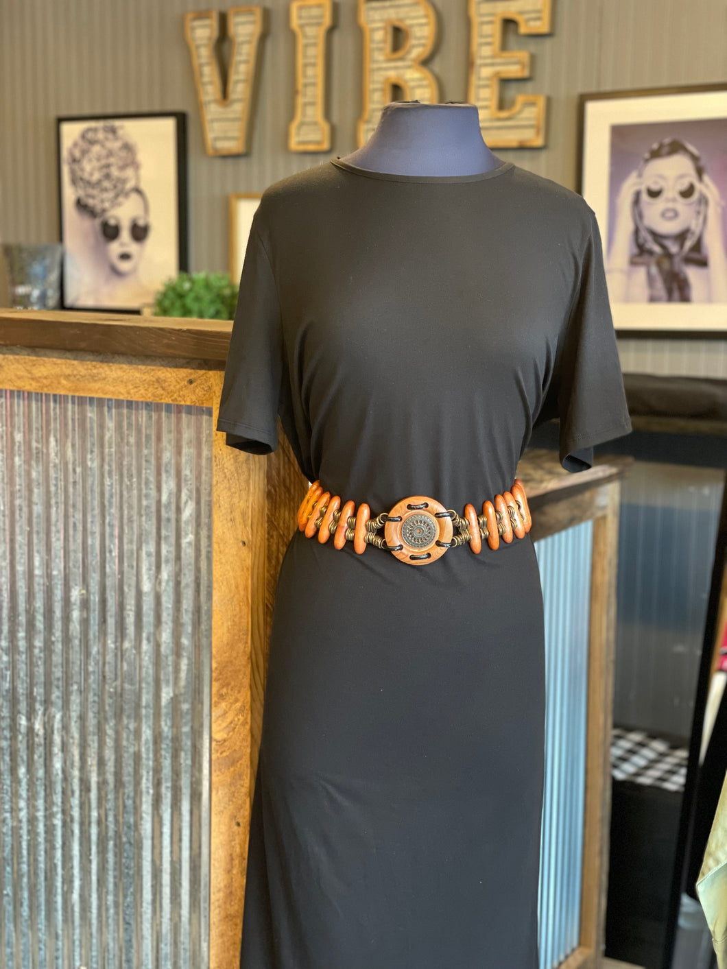 Vintage Wooden Concho Chain Belt