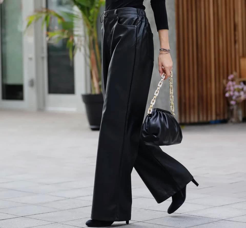 Faux Leather Wide Leg Pants