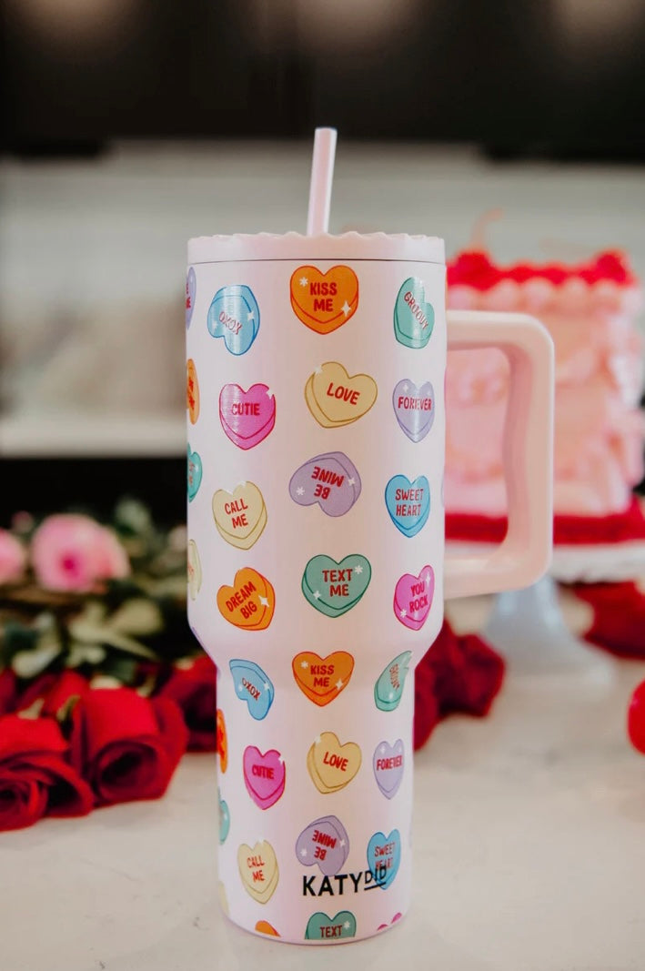 Candy Hearts Valentines Tumbler