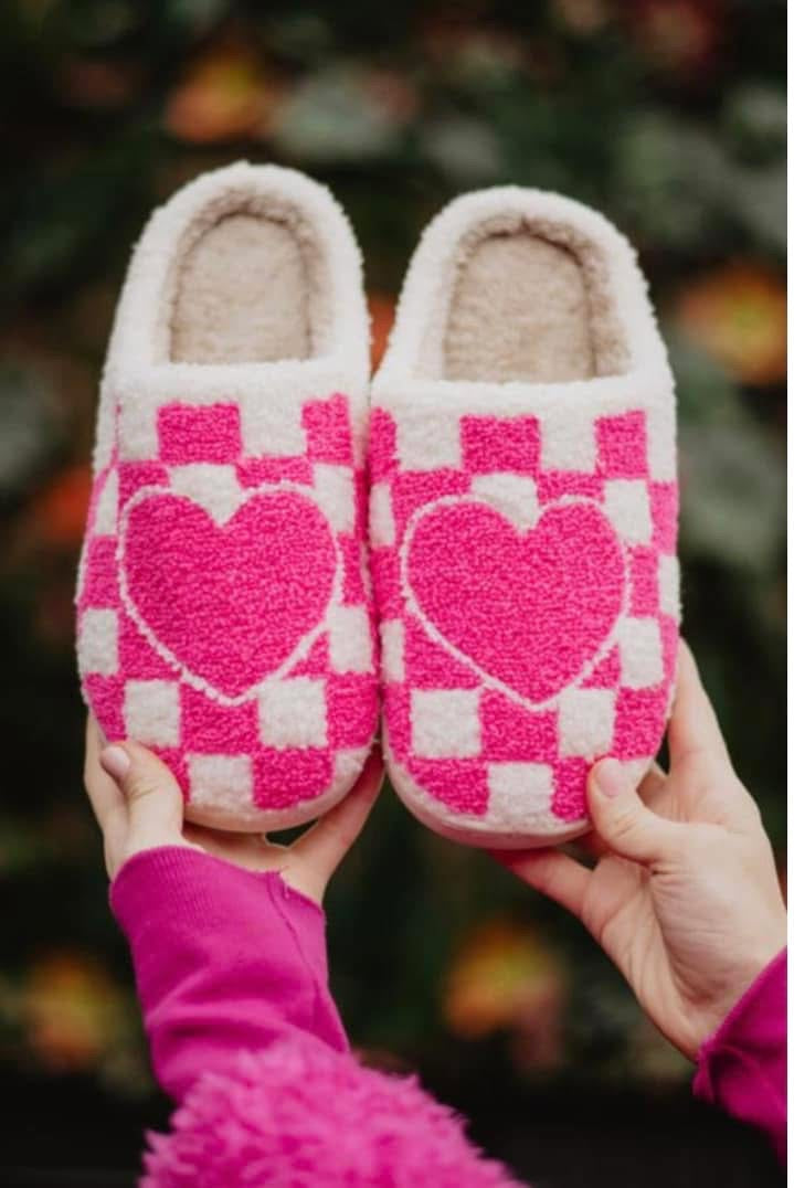 Checkered Heart Slippers