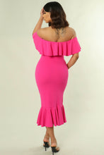 Load image into Gallery viewer, Off Shoulder Ruffle Dress

