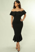 Load image into Gallery viewer, Off Shoulder Ruffle Dress
