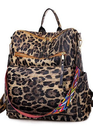 Leopard Vegan Guitar Strap Backpack
