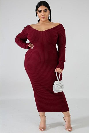 Curvy Girl Off Shoulder Midi Dress