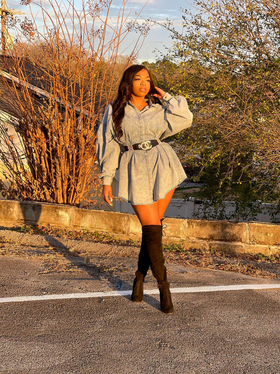 Crossing The Line Denim Shirt Dress