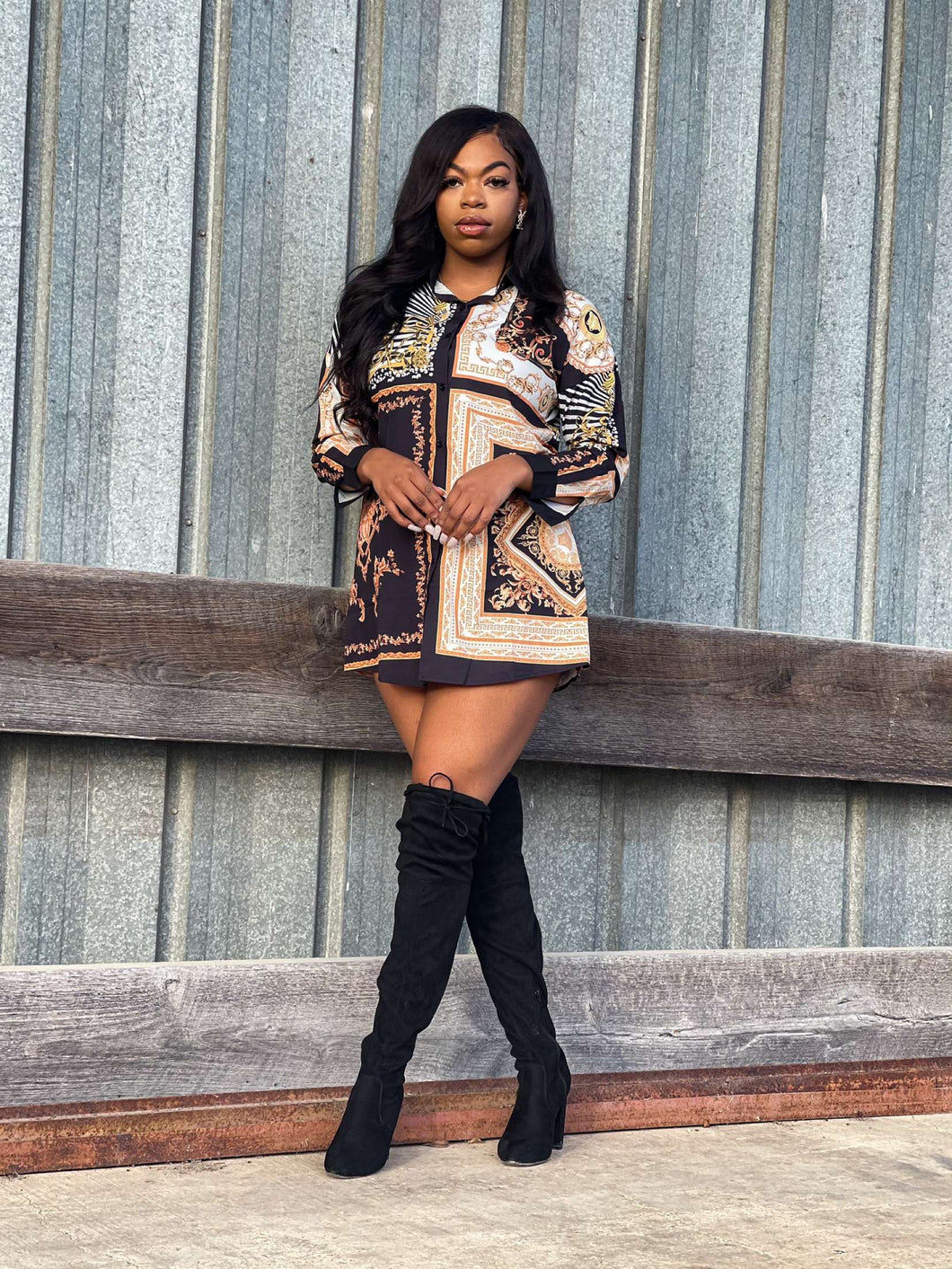 Restock-Chained Reaction Shirt Dress
