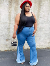 Load image into Gallery viewer, Color Block Denim Flare Jeans
