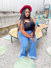 Load image into Gallery viewer, Color Block Denim Flare Jeans
