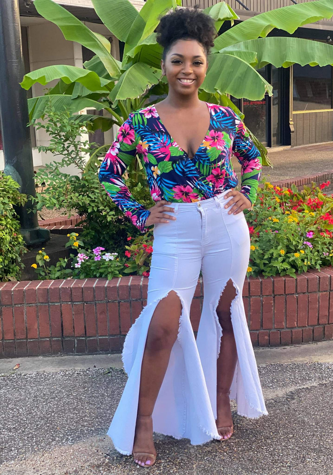 White Denim Flares